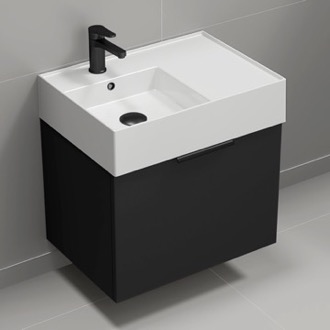 Bathroom Vanity Floating Small Black Bathroom Vanity, Modern, 24